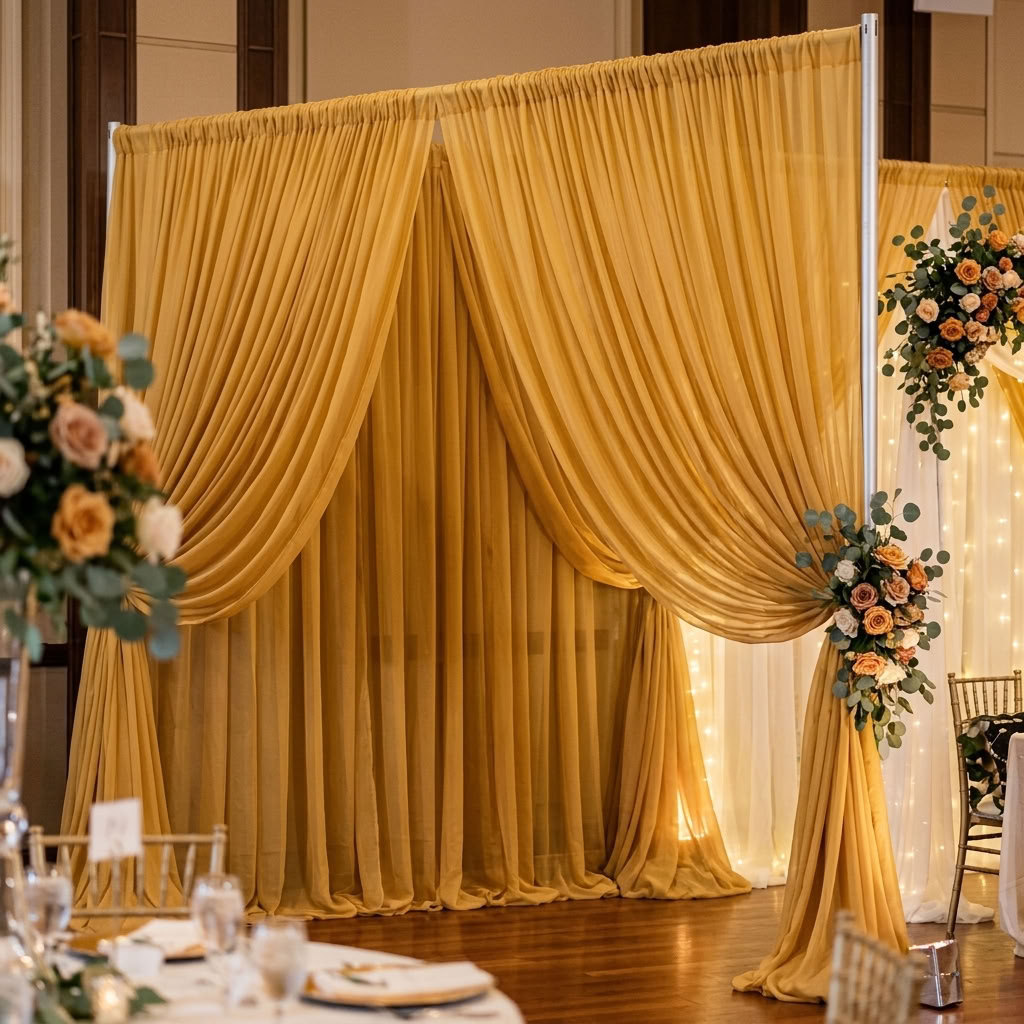 Chiffon Drapery Panel in Gold 1187 - drapery view 7