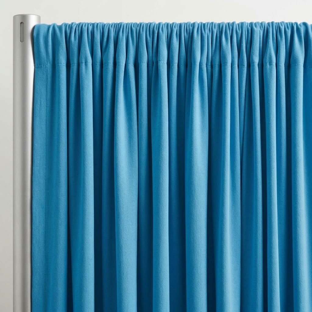 Interlock (Stretch) Drapery Panel in Aqua 1135 - hanging drapery