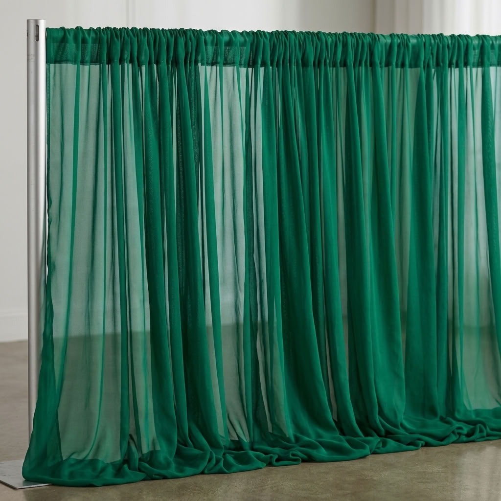 Chiffon Drapery Panel in Emerald 5638 - drapery view 4