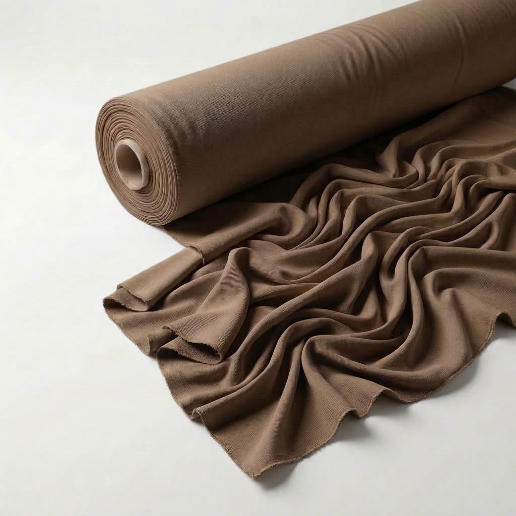 Interlock (Stretch) Drapery Panel in Mocha/D 1380 - fabric roll