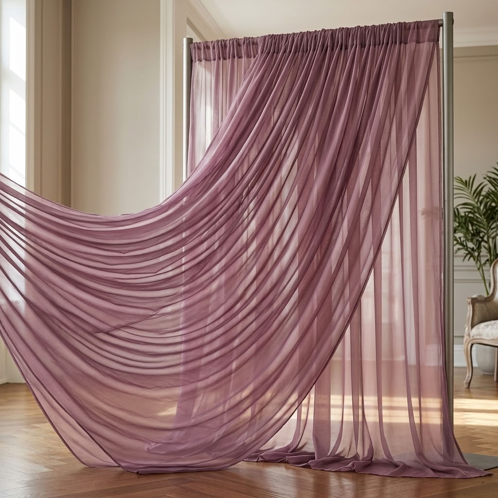 Chiffon Drapery Panel in Mauve 1271 - drapery view 7