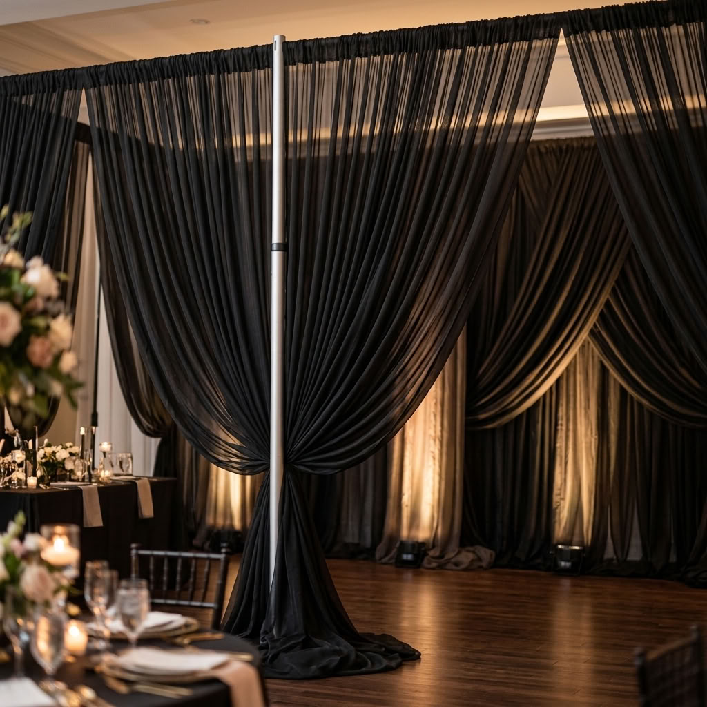 Chiffon Drapery Panel in Black 1115 - drapery view 7