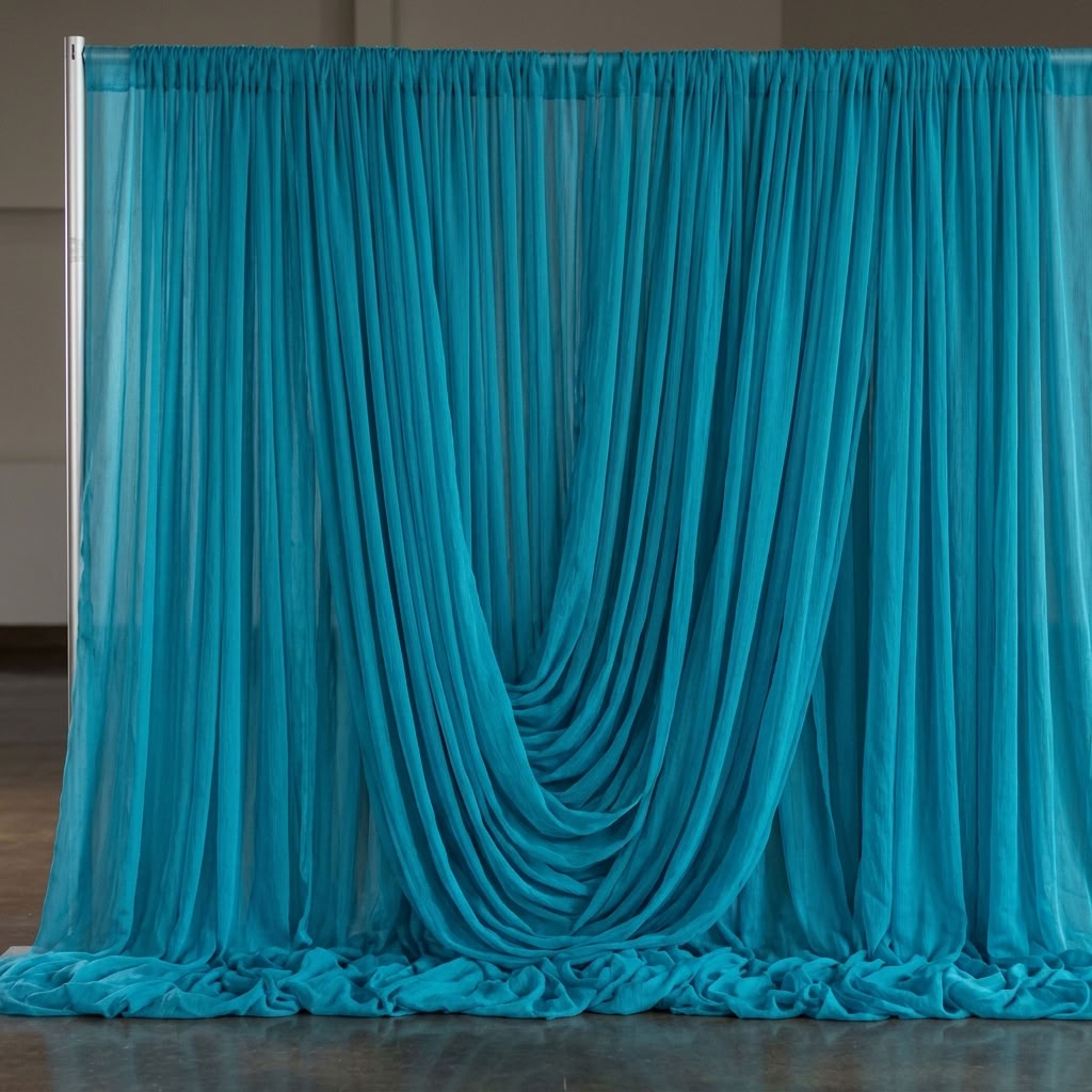 Chiffon Drapery Panel in Turquoise 1142 - drapery view 6