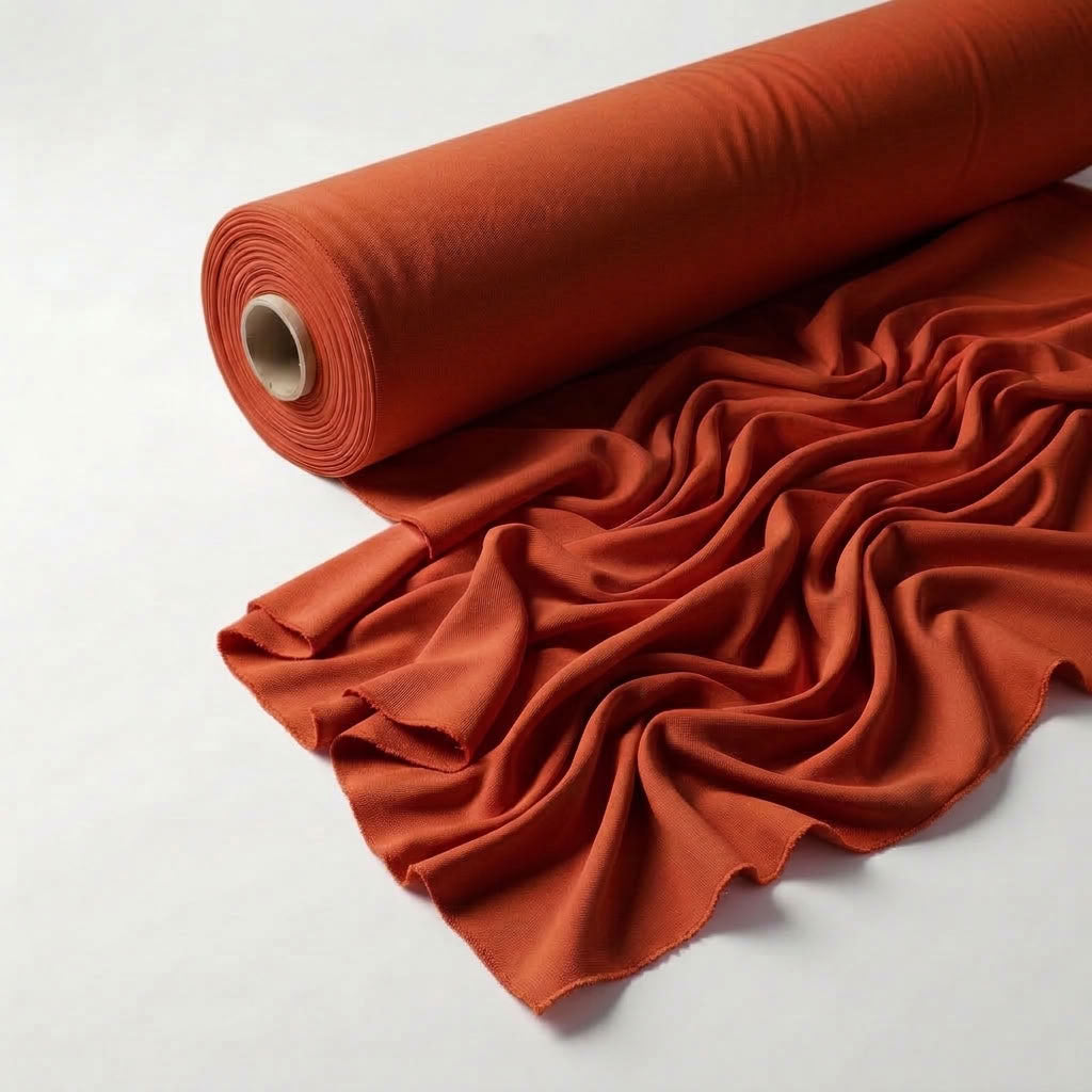 Interlock (Stretch) Wholesale Fabric in Rust 8150 - fabric roll