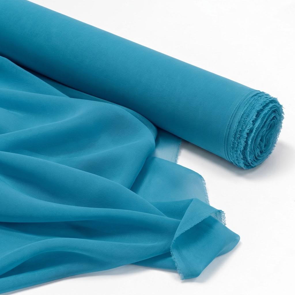 Chiffon Drapery Panel in Turquoise 1142 - fabric roll