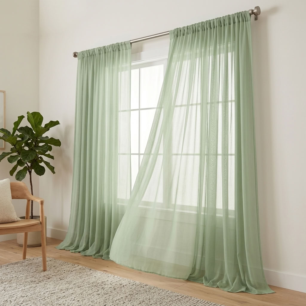 Chiffon Drapery Panel in Sage 1152 - drapery view 3