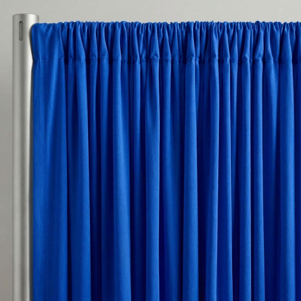 Interlock (Stretch) Drapery Panel in Royal/BRT 1243 - hanging drapery