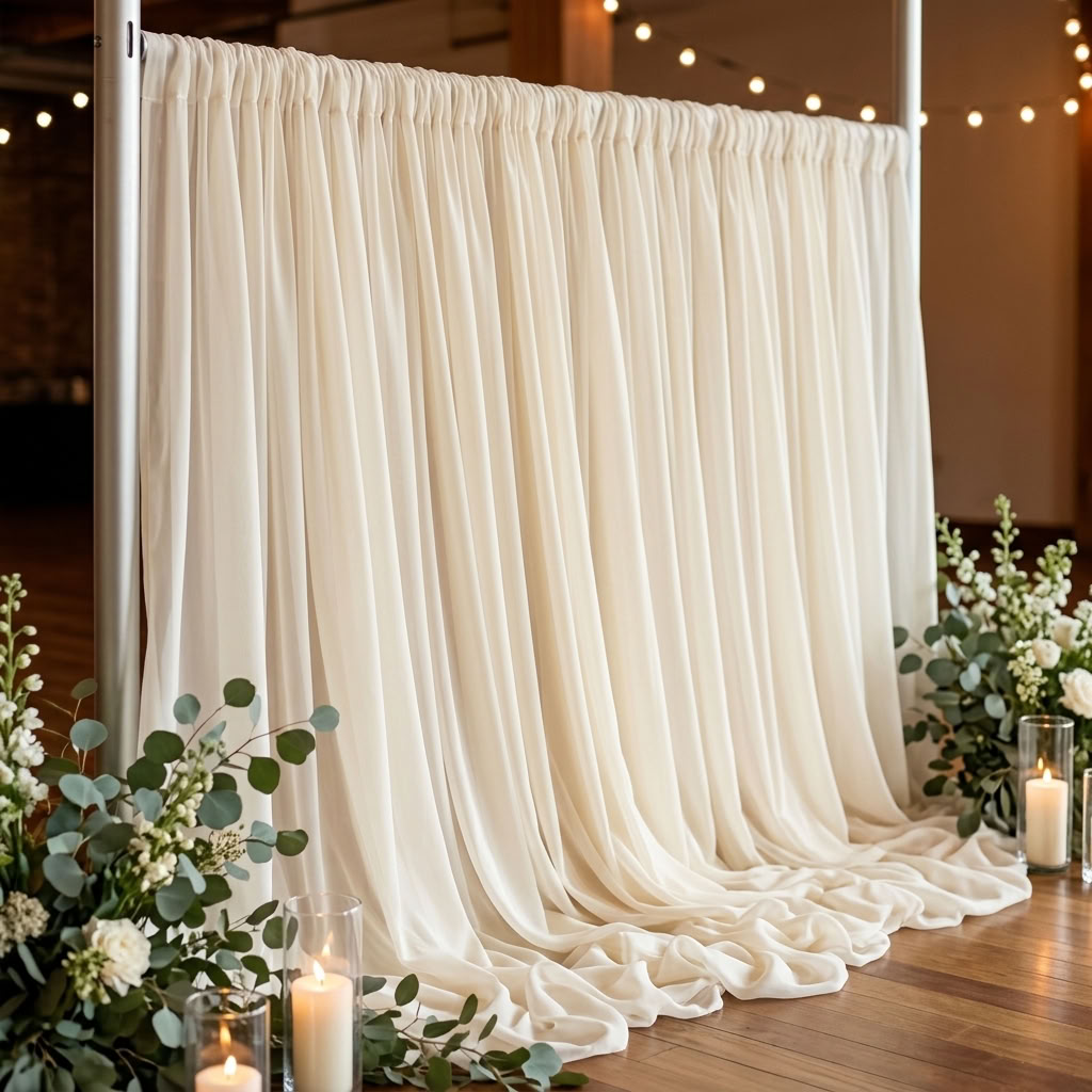 Chiffon Drapery Panel in Ivory 1113 - drapery view 5