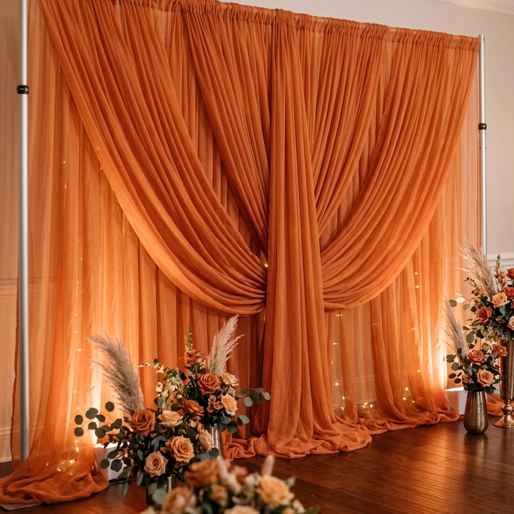 Chiffon Drapery Panel in Orange 1406 - drapery view 3