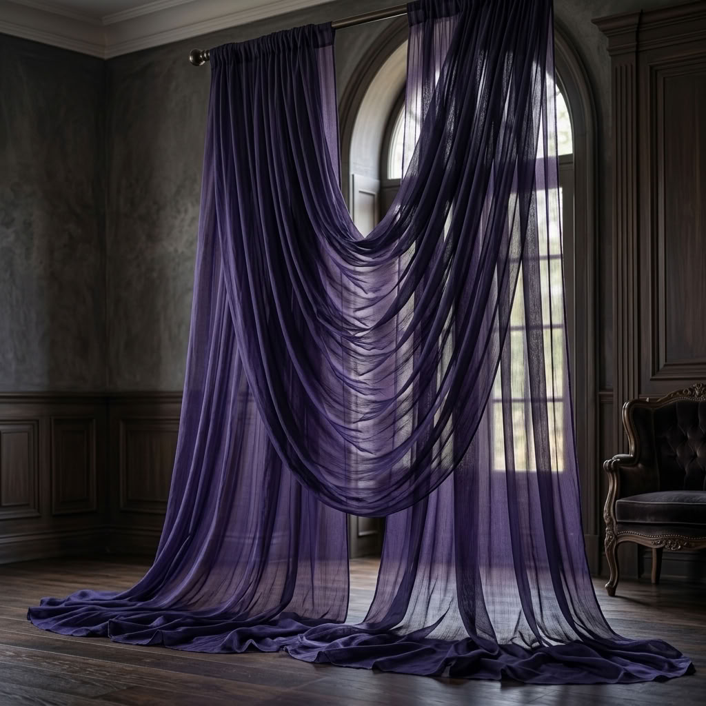 Chiffon Drapery Panel in Purple 1660 - drapery view 6