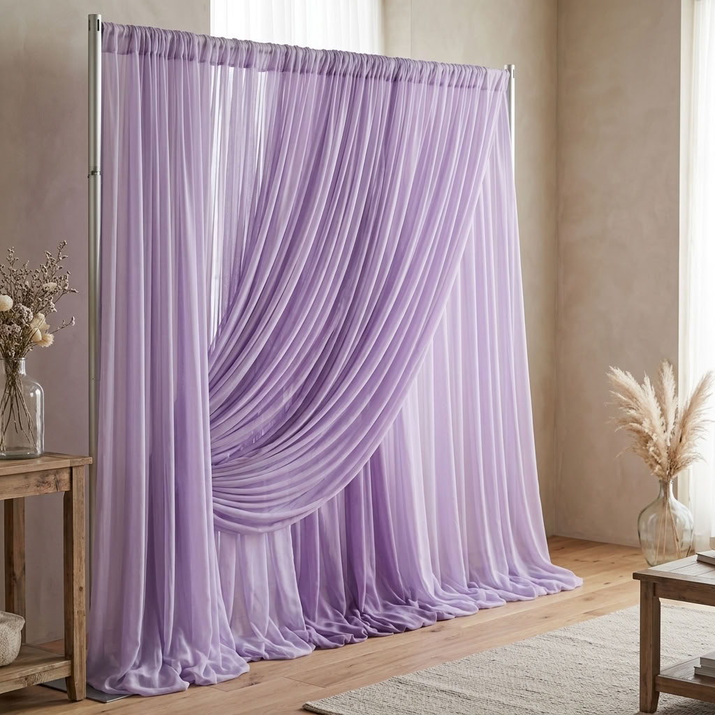 Chiffon Drapery Panel in Lilac 1174 - drapery view 7