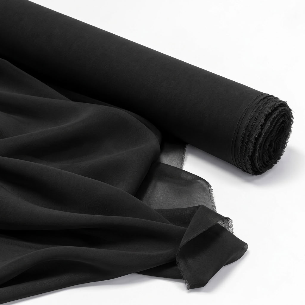 Chiffon wholesale fabric in Black 1115 - fabric roll