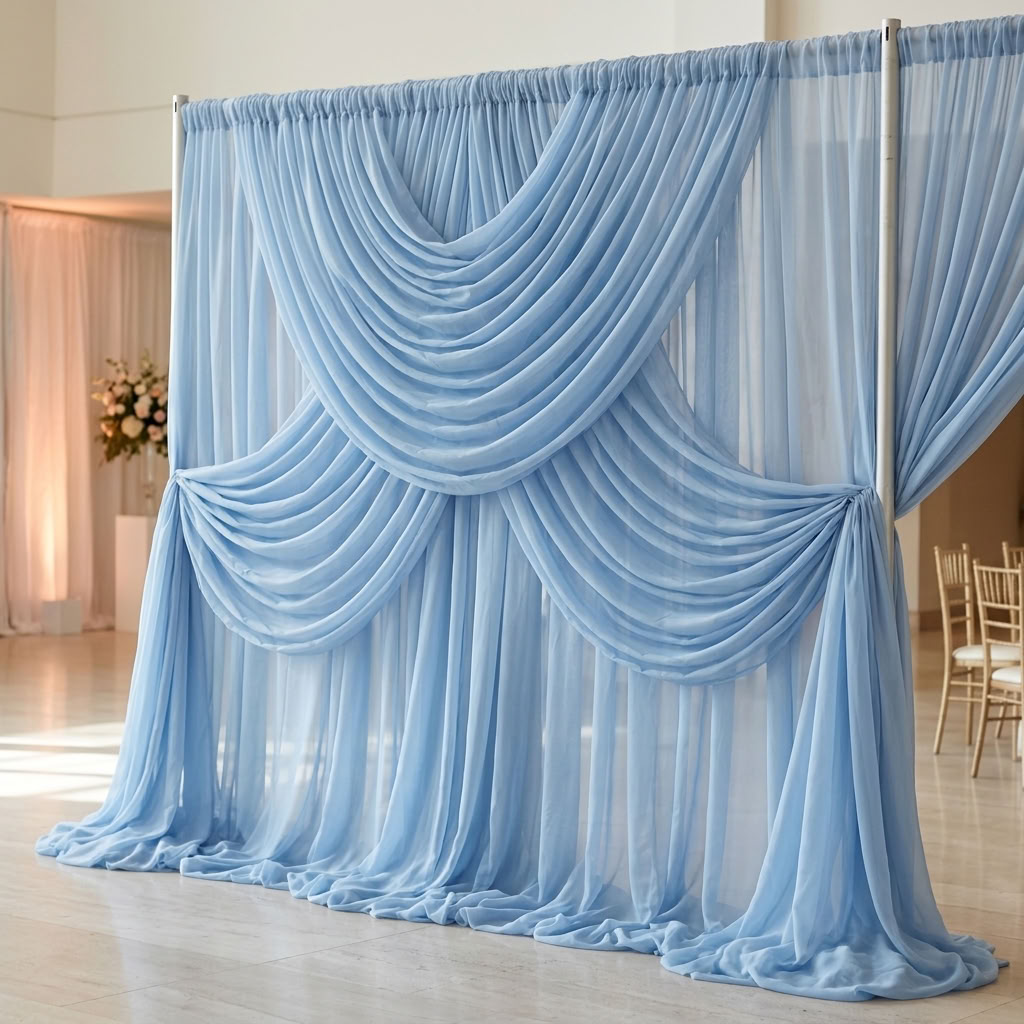 Chiffon Drapery Panel in Blue 1120 - drapery view 3