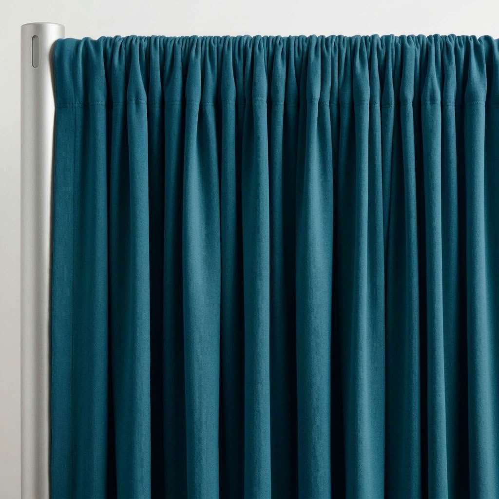 Interlock (Stretch) Drapery Panel in Peacock 1777 - hanging drapery