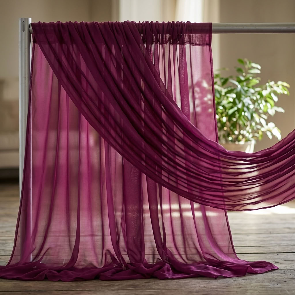 Chiffon Drapery Panel in Magenta 1281 - drapery view 8