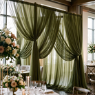 Chiffon Drapery Panel in Olive 1337 - drapery view 6