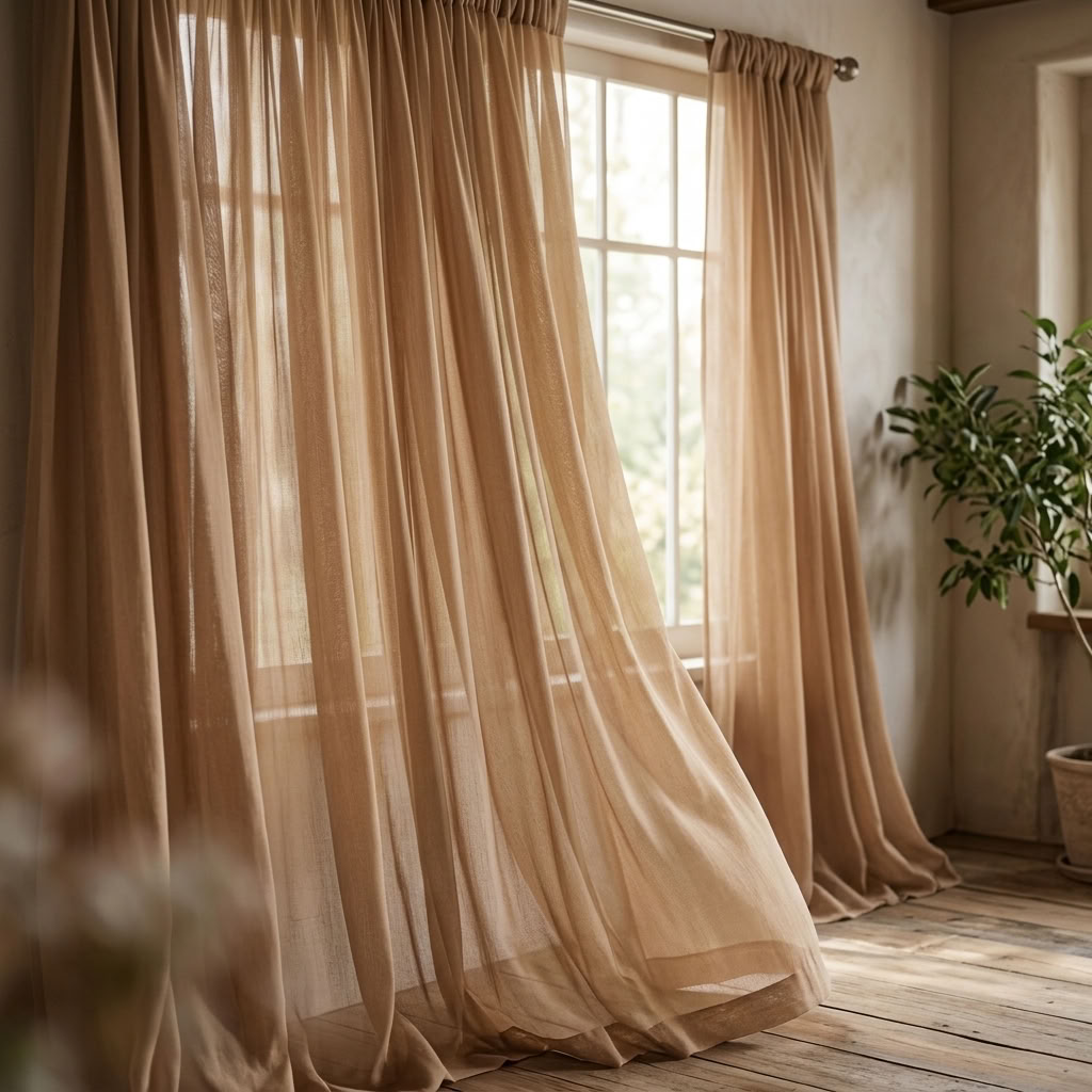 Chiffon Drapery Panel in Taupe 1183 - drapery view 6
