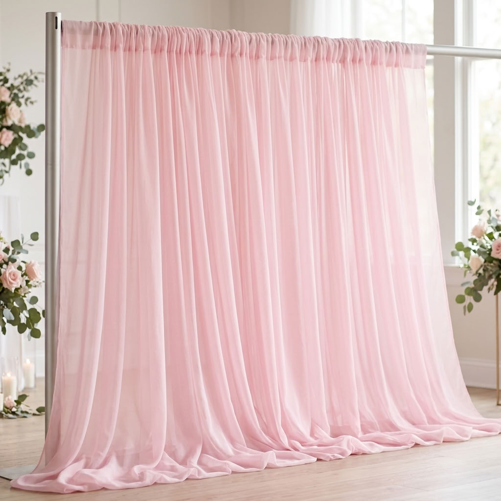 Chiffon Drapery Panel in Pink 5998 - drapery view 3