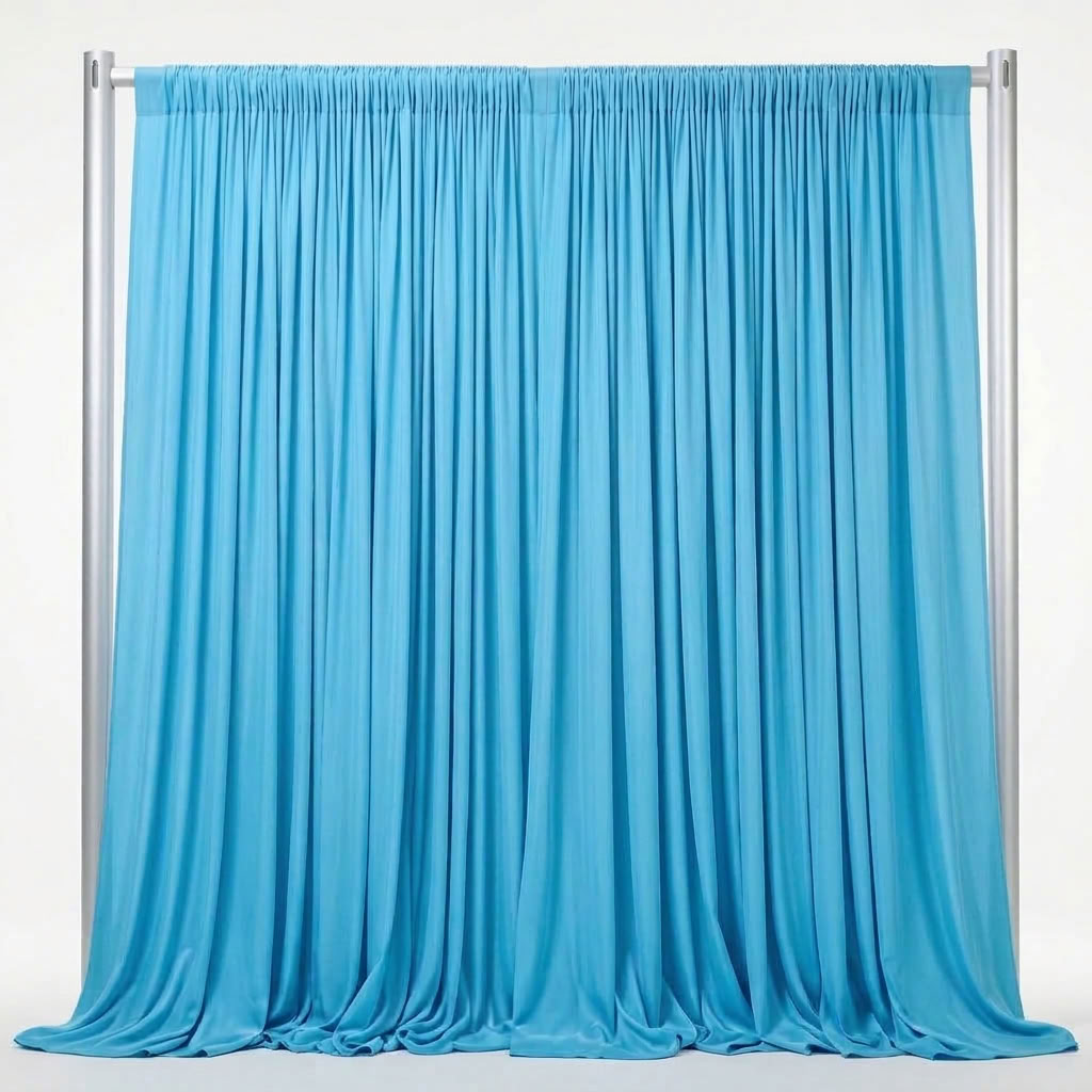 Interlock (Stretch) Drapery Panel in Turquoise 1141 - fabric view 2