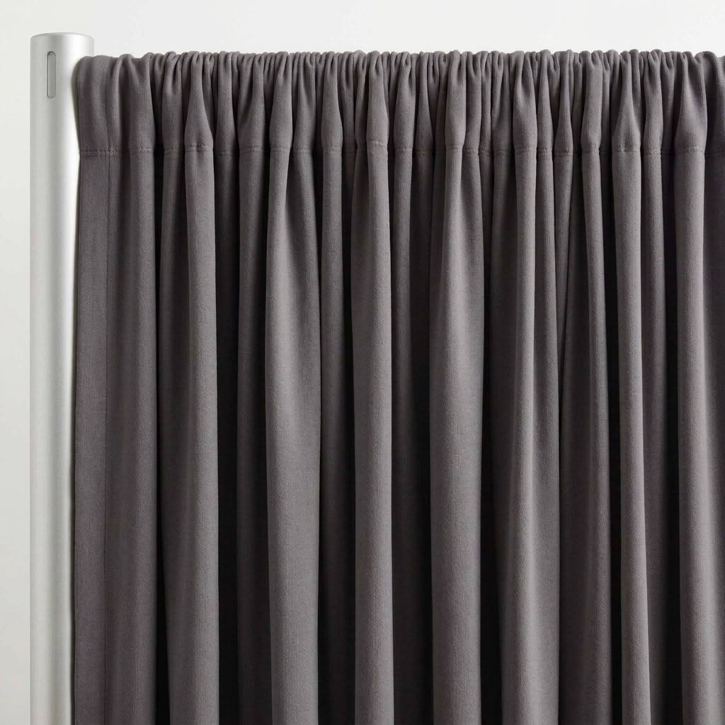 Interlock (Stretch) Drapery Panel in Gray/S 3218 - hanging drapery