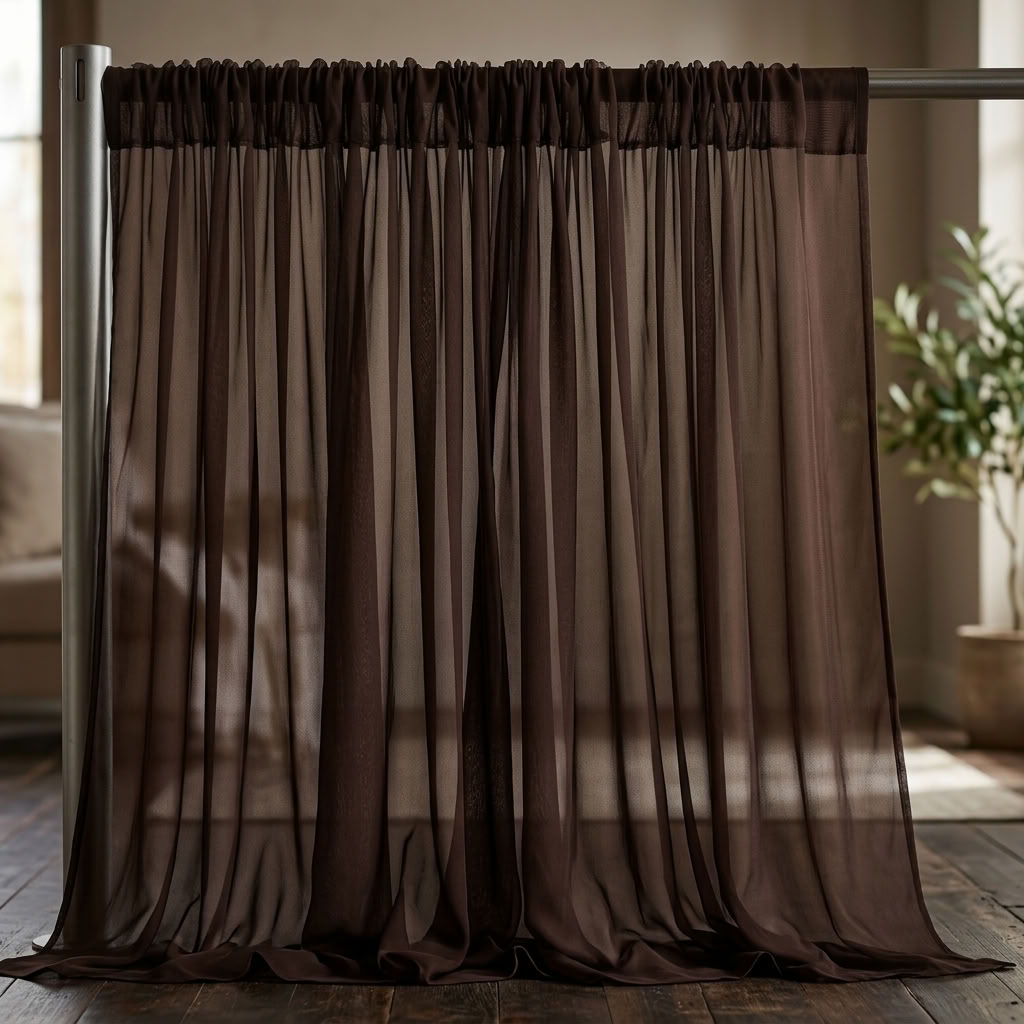 Chiffon Drapery Panel in Brown 1266 - drapery view 6