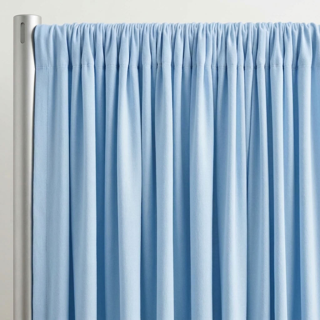 Interlock (Stretch) Drapery Panel in Baby/Blue 1120 - hanging drapery