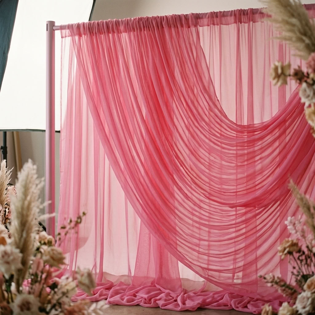 Chiffon Drapery Panel in Bubble/Pink 5500 - drapery view 2