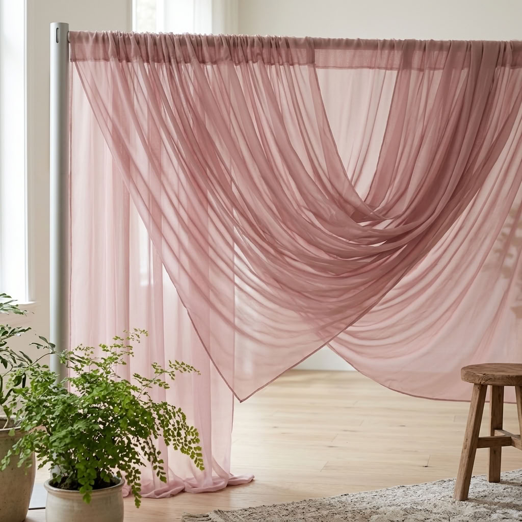 Chiffon Drapery Panel in D/Rose 1159 - drapery view 1