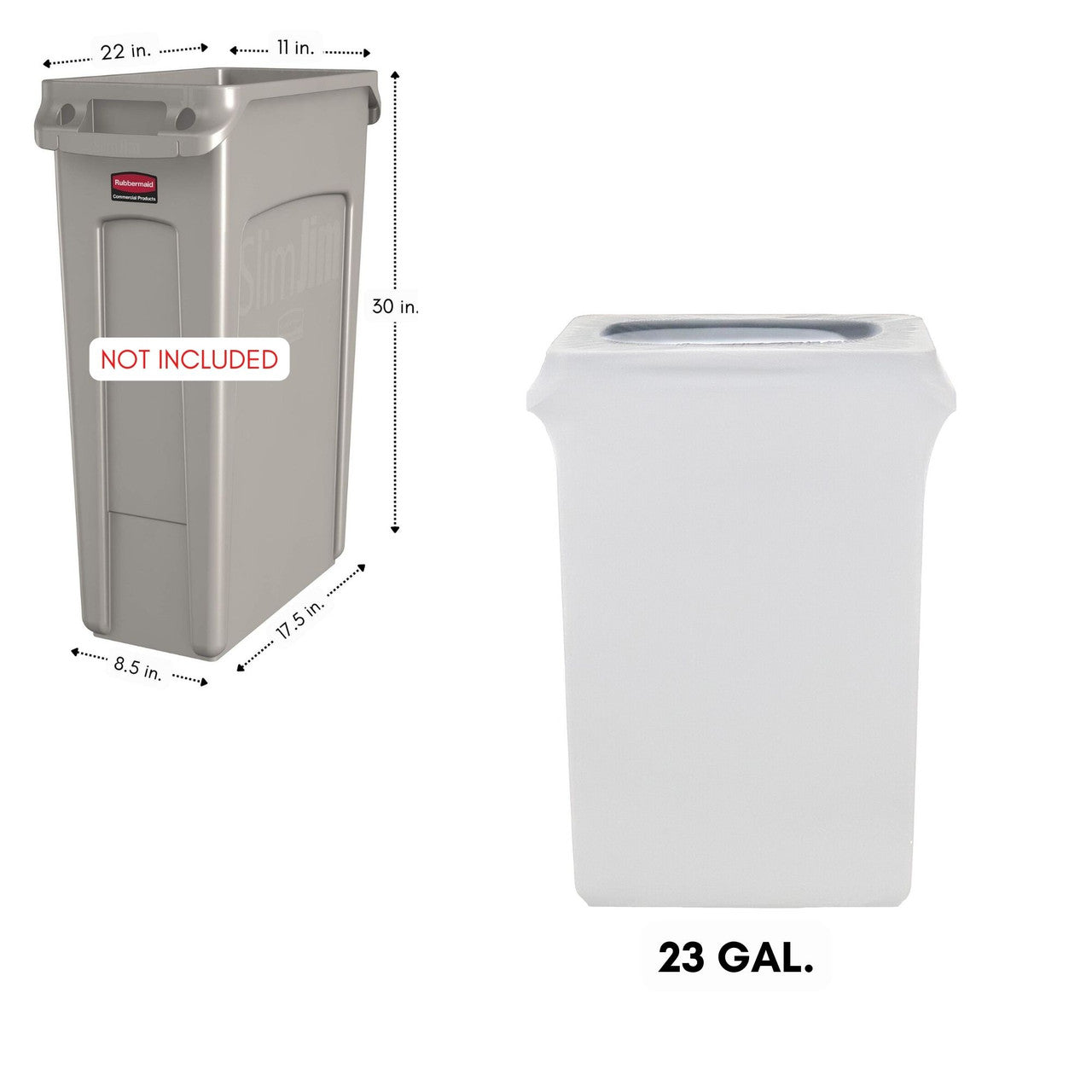 Spandex (Slim Jim) 23 Gallon Trash Can Cover in White