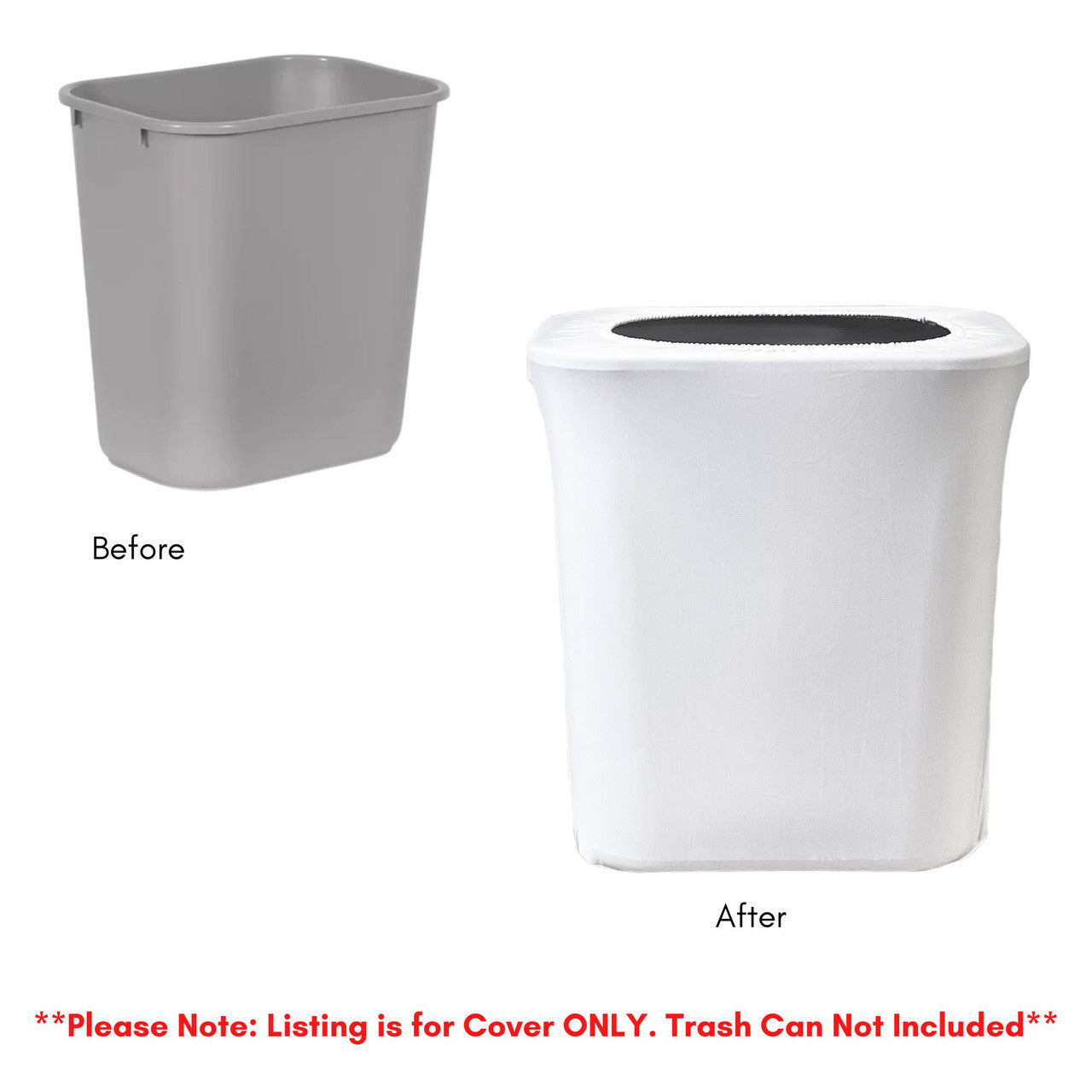 Spandex 7 Gallon Office Trash Can Cover in White