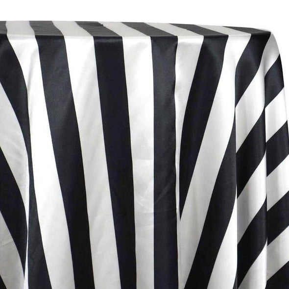 1pc - 2" Satin Stripe Table Linen 90"X156" Banquet - Black and White