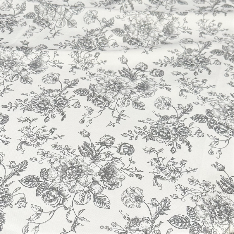 French Toile (Poly Print) Wholesale Fabric in Grey
