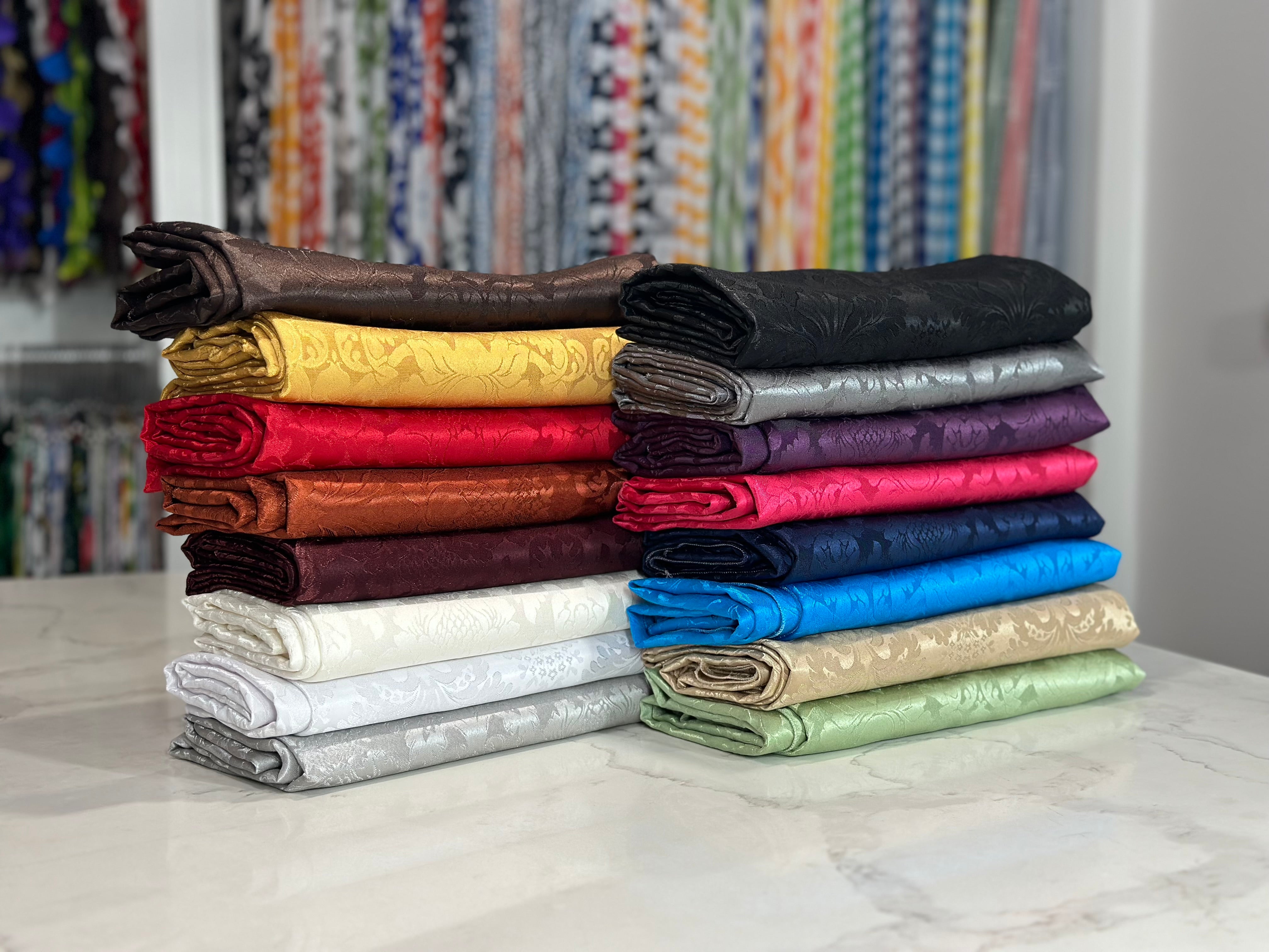 Damask Poly Table Linen in Navy 1245 – Urquid Linen