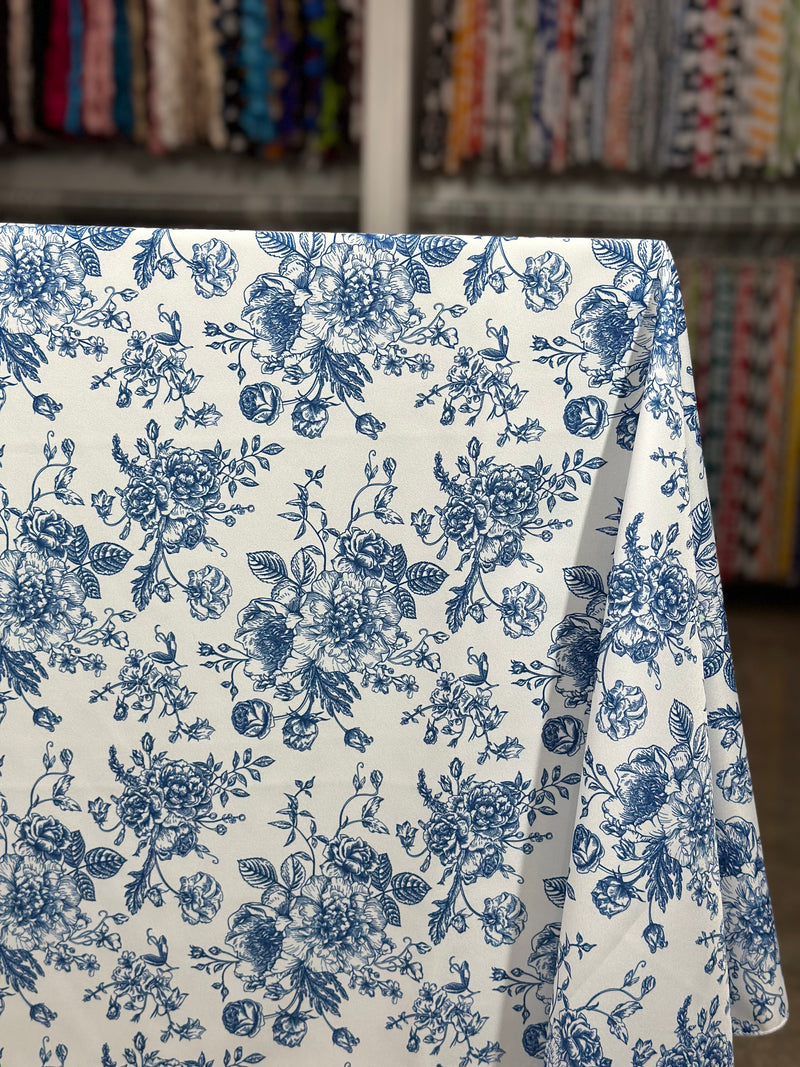 French Toile (Poly Print) Table Linen