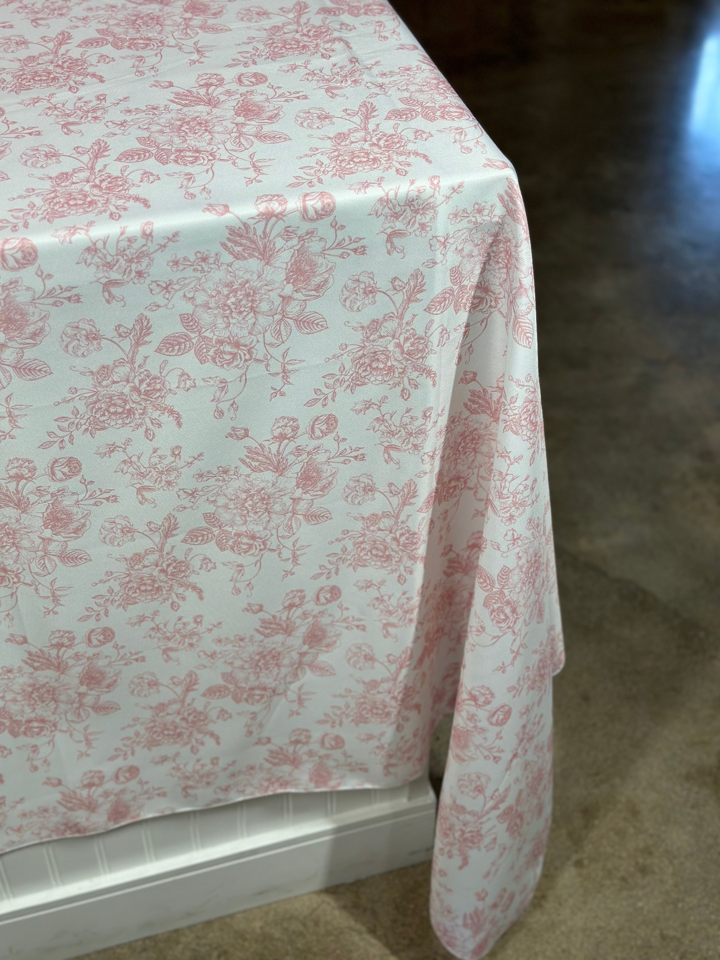 Choice Linens French Toile (Poly Print) Table Linen in Dusty Rose