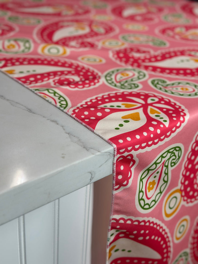 Pastel Paisley (Poly Print) Table Linen in Pink