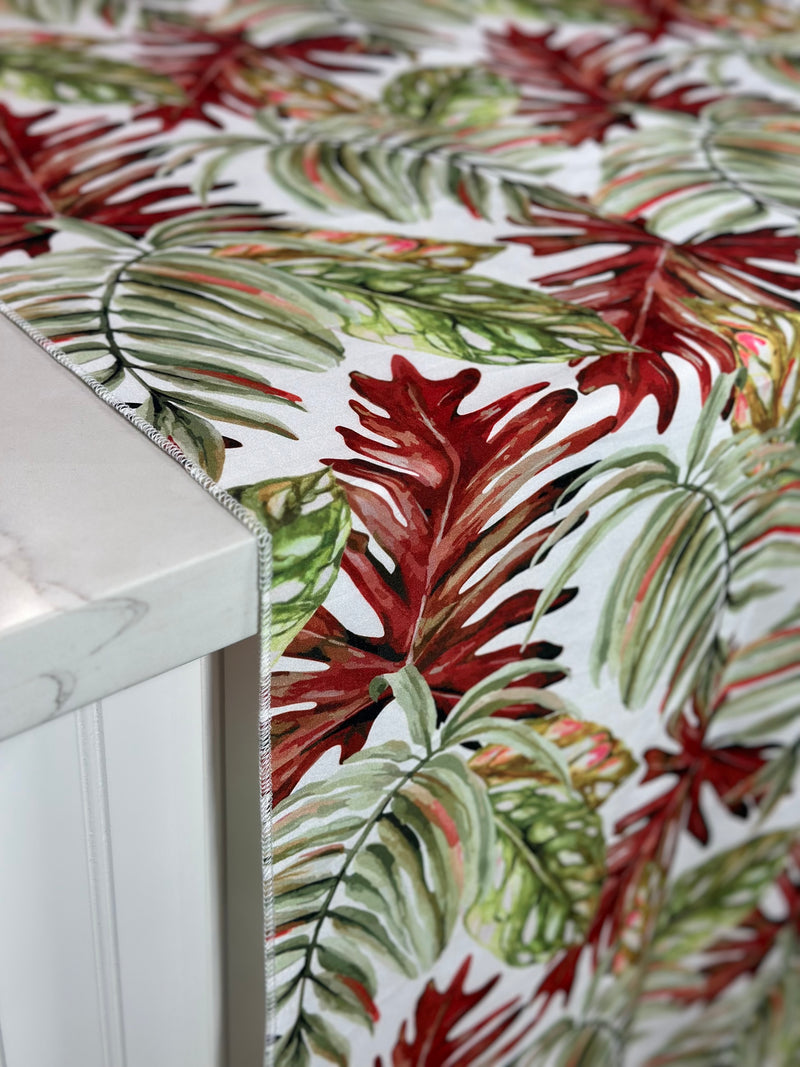 Tropical Print (Dupioni) Table Linen in Red