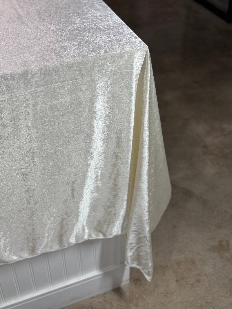 3pcs - Lush Velvet Table Linen 120"x120" Square - Ivory