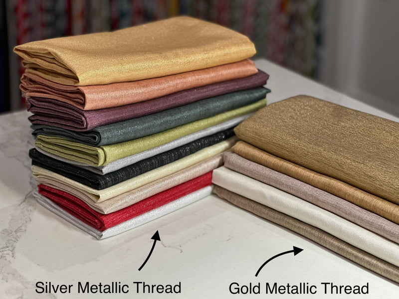 Metallic Burlap Table Linen in Khaki/Gold
