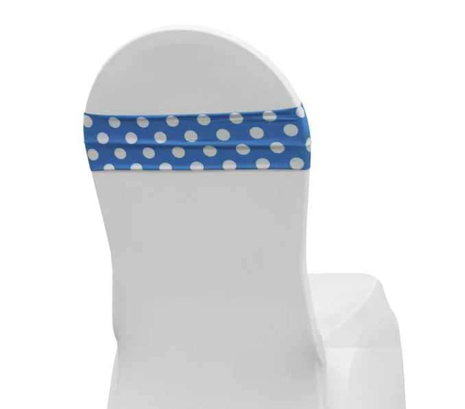 Premium Spandex Chair Band in Polka Dot Turquoise/White