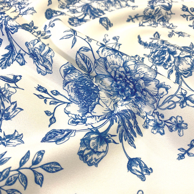 French Toile Fabric-Soft Blue