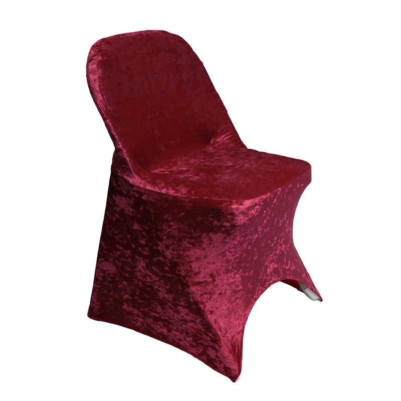Velvet Spandex Folding Chair Cover in Burgundy
