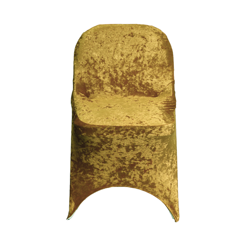 Velvet Spandex Folding Chair Cover in Gold