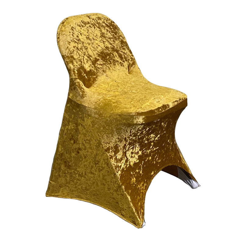 Velvet Spandex Folding Chair Cover in Gold