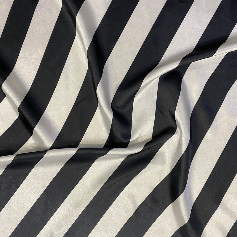 1pc - 2" Satin Stripe Table Linen 90"x90" Square - Black and White