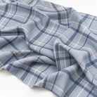 Plaid (Poly Print) fabric in Denim Blue - loose fabric drape