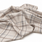 Plaid (Poly Print) fabric in Greige - softly gathered fabric