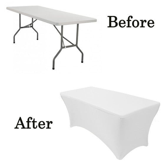 Spandex (8'x30") Banquet Table Cover in White
