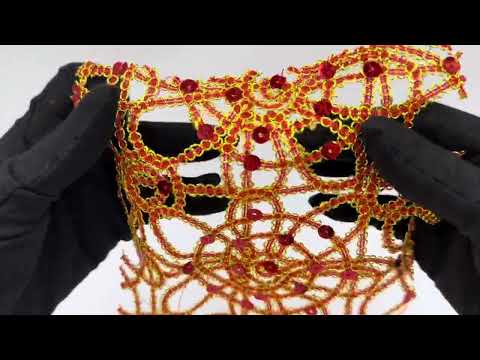 Flower Chain Lace Wholesale Fabric in Red and Gold