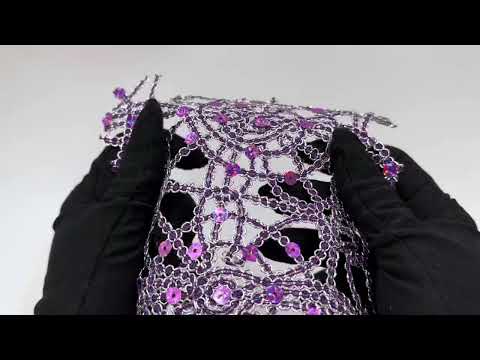 Flower Chain Lace Wholesale Fabric in Purple and Silver Flower Chain Lace Wholesale Fabric in Purple and Silver